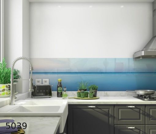 שלוות הים הגדולה חיפוי זכוכית למטבח דגם 5039