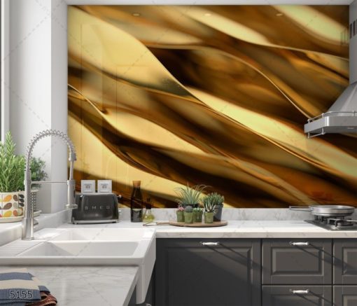 זהב מלטף - חיפוי זכוכית זהב למטבח זוהר ומודרני דגם 5155