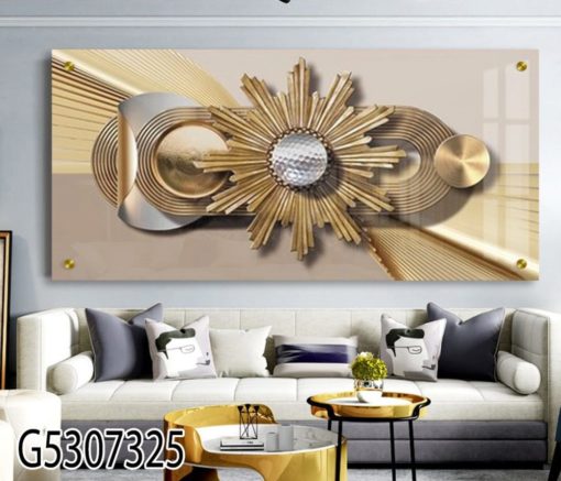 זהב מודרני - תמונה תלת מימד על זכוכית לסלון או למשרד דגם G5307325