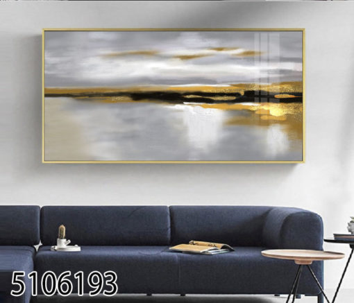 ציור מופשט של נוף ים - תמונת זכוכית מהממת לסלון או למשרד דגם 5106193