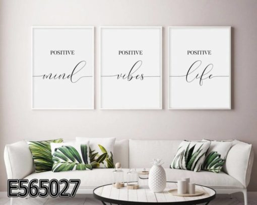 סט שלישיה של תמונות מינימליסטיות בלבן על זכוכית - תמונות השראה לסלון או למשרד דגם E565027