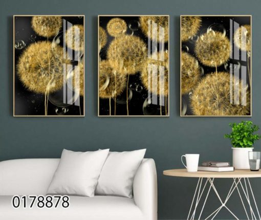 פרחי לילה - סט 3 תמונות זכוכית מודרניות לסלון או לפינת אוכל דגם 0178878