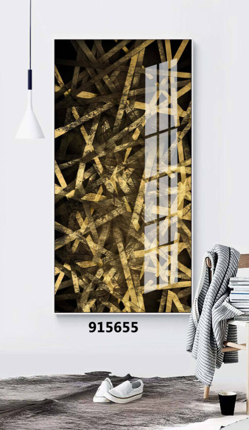 תמונה לסלון אבסטרקט מופשט רחל וולף זהב, שחור דגם HJDP-915655